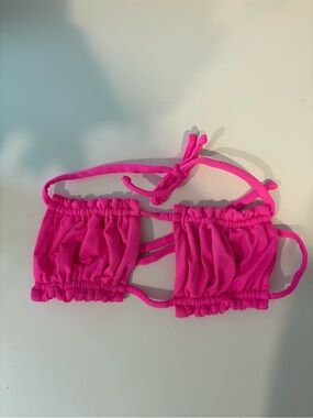 Hot Pink Ruched Strap Bikini Top